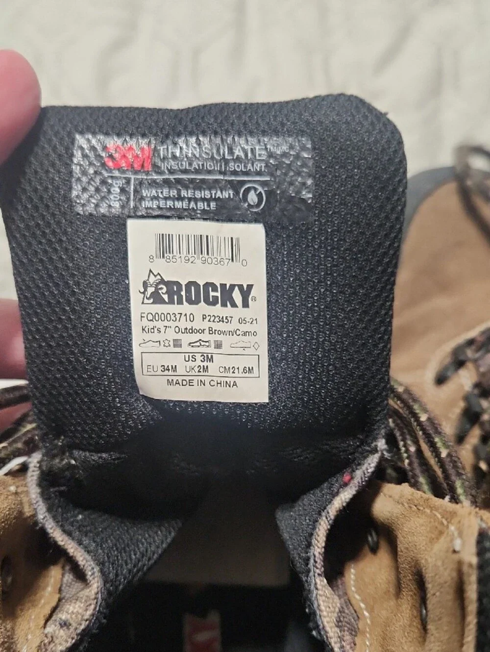 Rocky Kids Brown Camo Hiking Boots